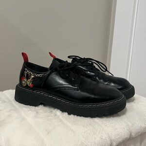 Chunky Sole Black Lace Up Shoes